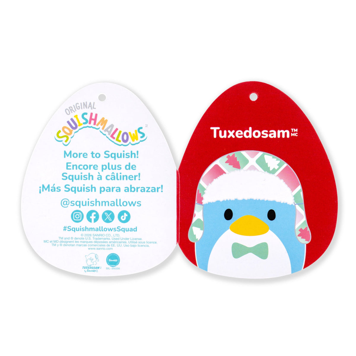 Hello Kitty and Friends 12-Inch Tuxedosam Holiday Hat Squishmallows - New Squishmallows