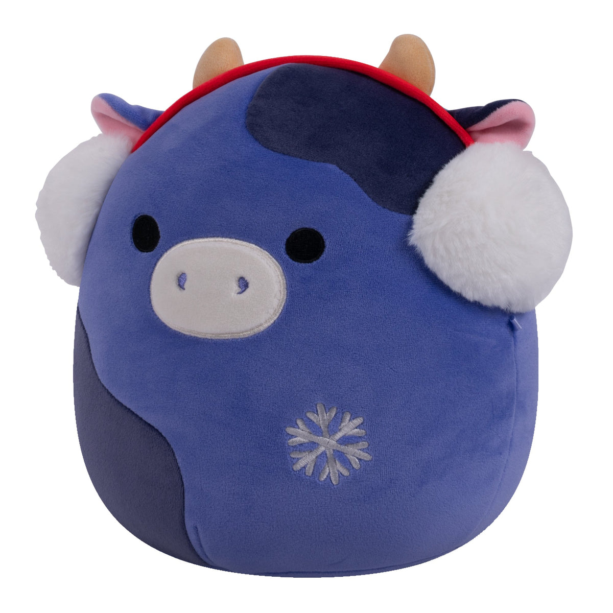 8-Inch Ingrid the Dark Purple Cow with Earmuffs and Silver Snowflake